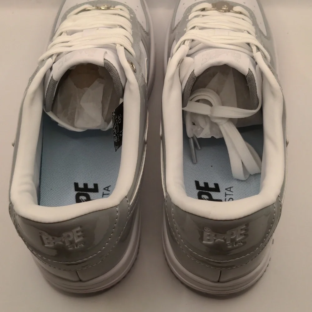 New A Bathing Ape Bapesta Men's Sneakers Light Grey Sz 12 - Picture 9 of 13